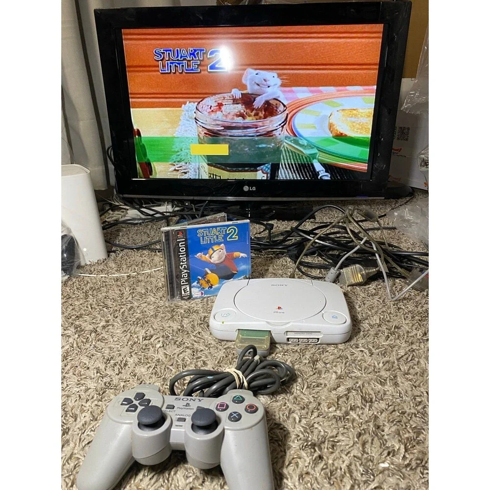 Sony PlayStation PS One Slim Console BUNDLE - Gray | SCPH-101 | Tested PS1